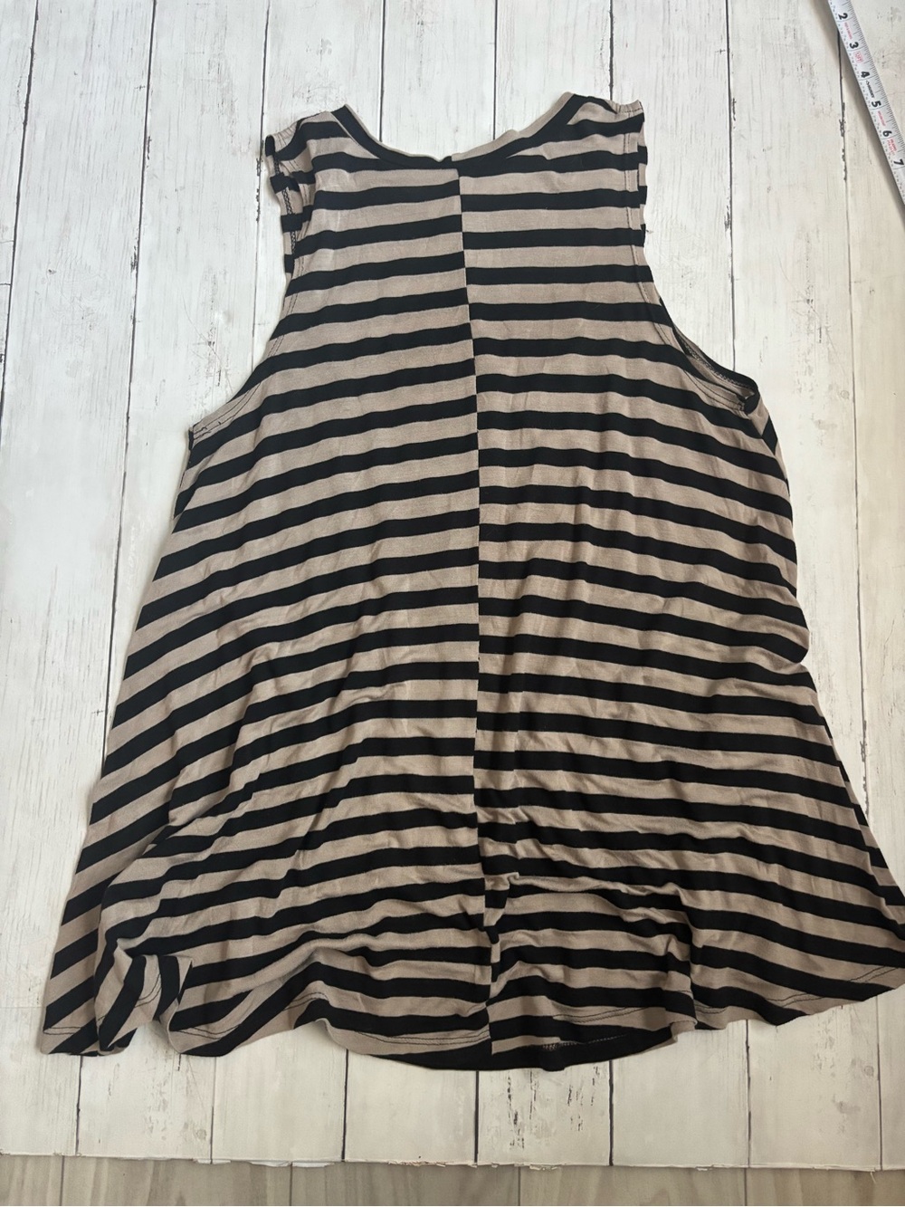 Jolie Black and Tan Striped Sleeveless Swing Tank Top - Picture 3 of 4